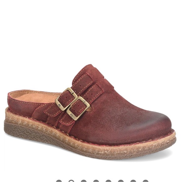 Born the Cort Clog in Burgundy Slip-On Leather Clogs with Buckles Sz 8 - Picture 7 of 7